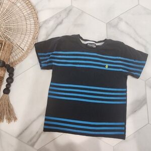 [ VOLCOM] little boys size Small, black and blue striped short sleeve t-shirt